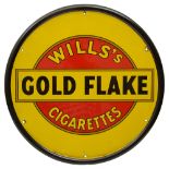 Advertising. Wills's Gold Flake Cigarettes circular enamel sign