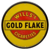 Advertising. Wills's Gold Flake Cigarettes circular enamel sign