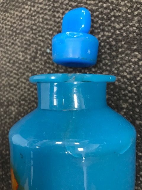 A set of six blue opaline glass apothecary bottle - Image 2 of 4