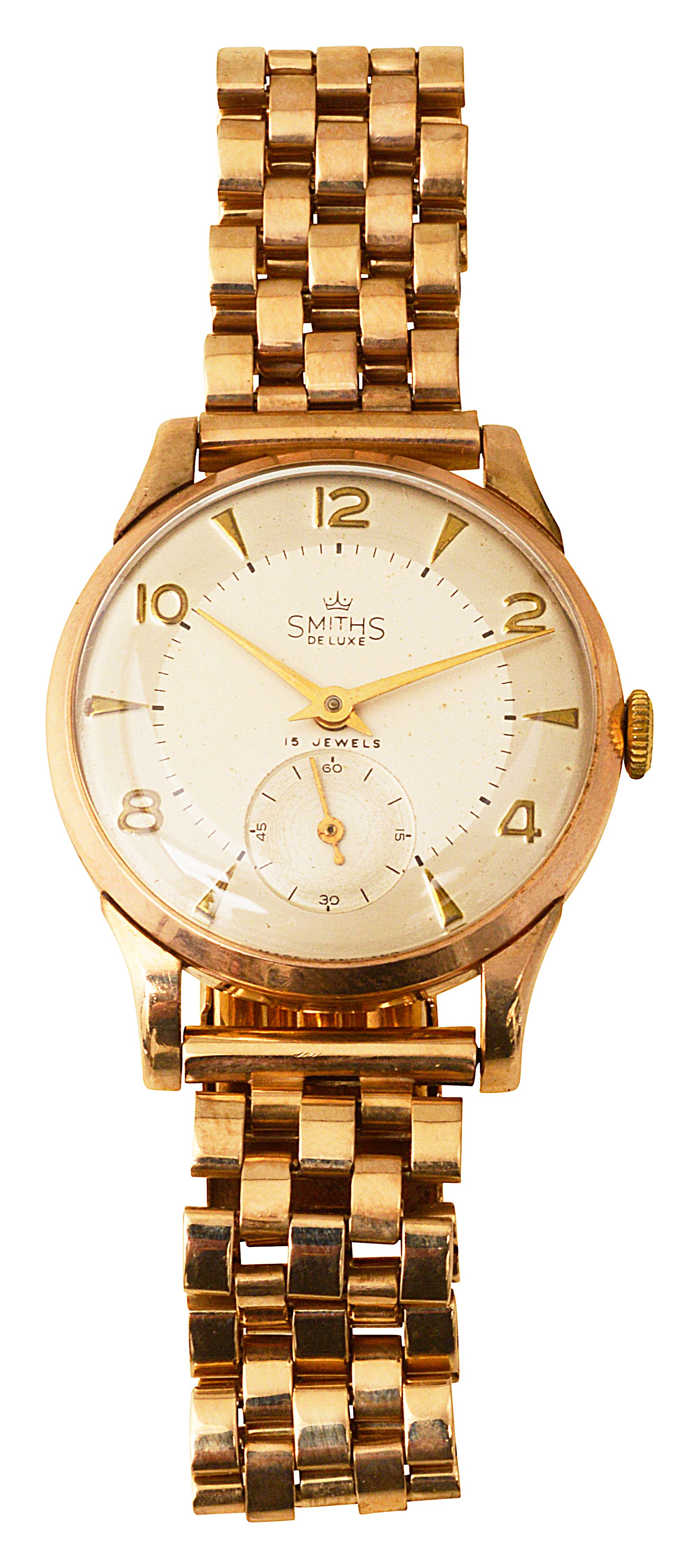 A 1950s Gentleman's Smiths De Luxe 9ct wristwatch