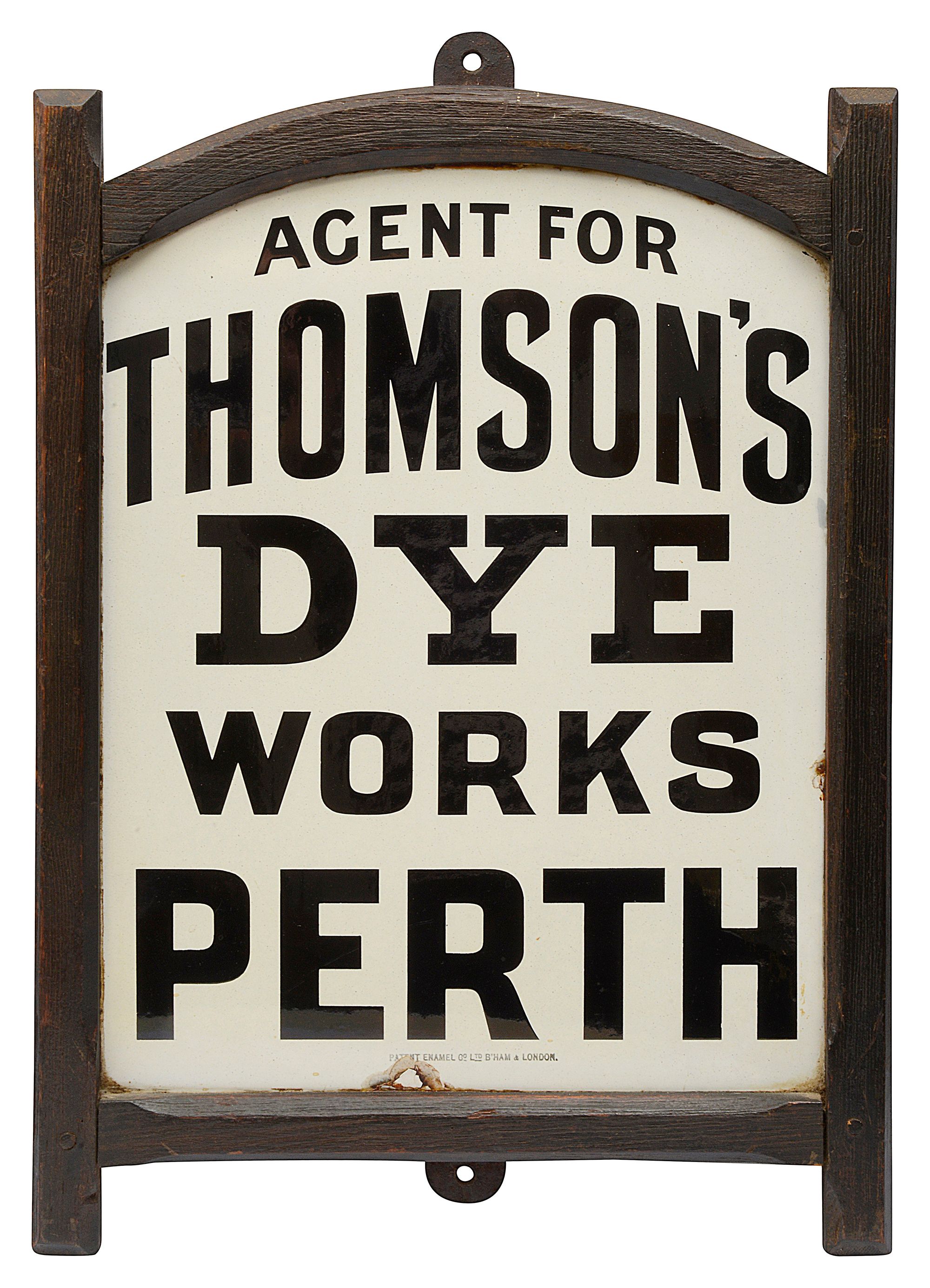 Advertising. Agent For THOMSON"S DYE WORKS PERTH enamel sign