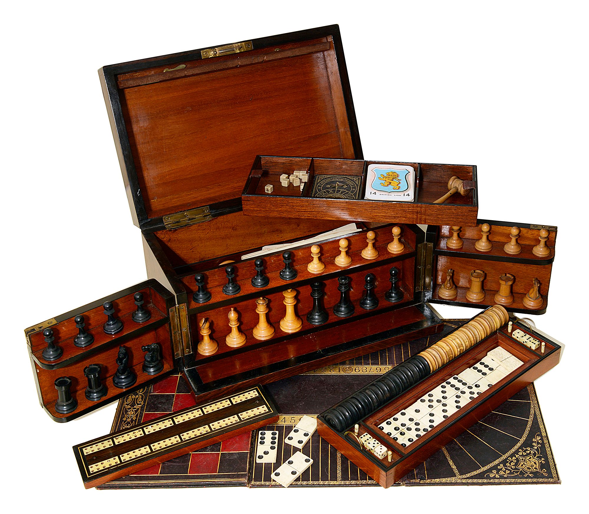 A Late Victorian burr walnut games compendium by Ayres - Image 2 of 6