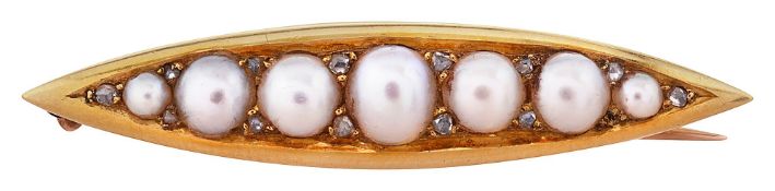 A mid/late Victorian pearl and diamond-set brooch