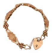 A 9ct gold fancy link gate bracelet
