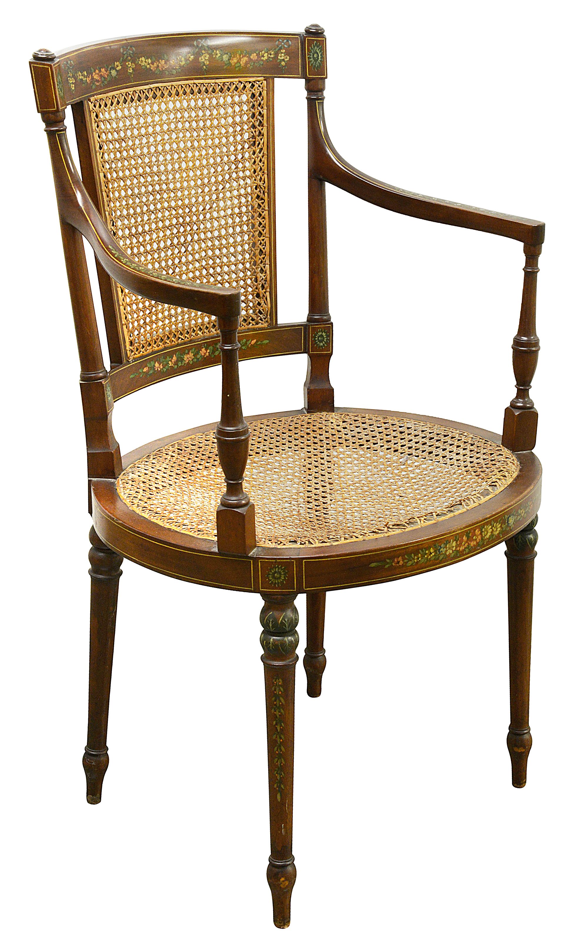A mid 19th century painted mahogany armchair, in the Sheraton style - Image 2 of 2