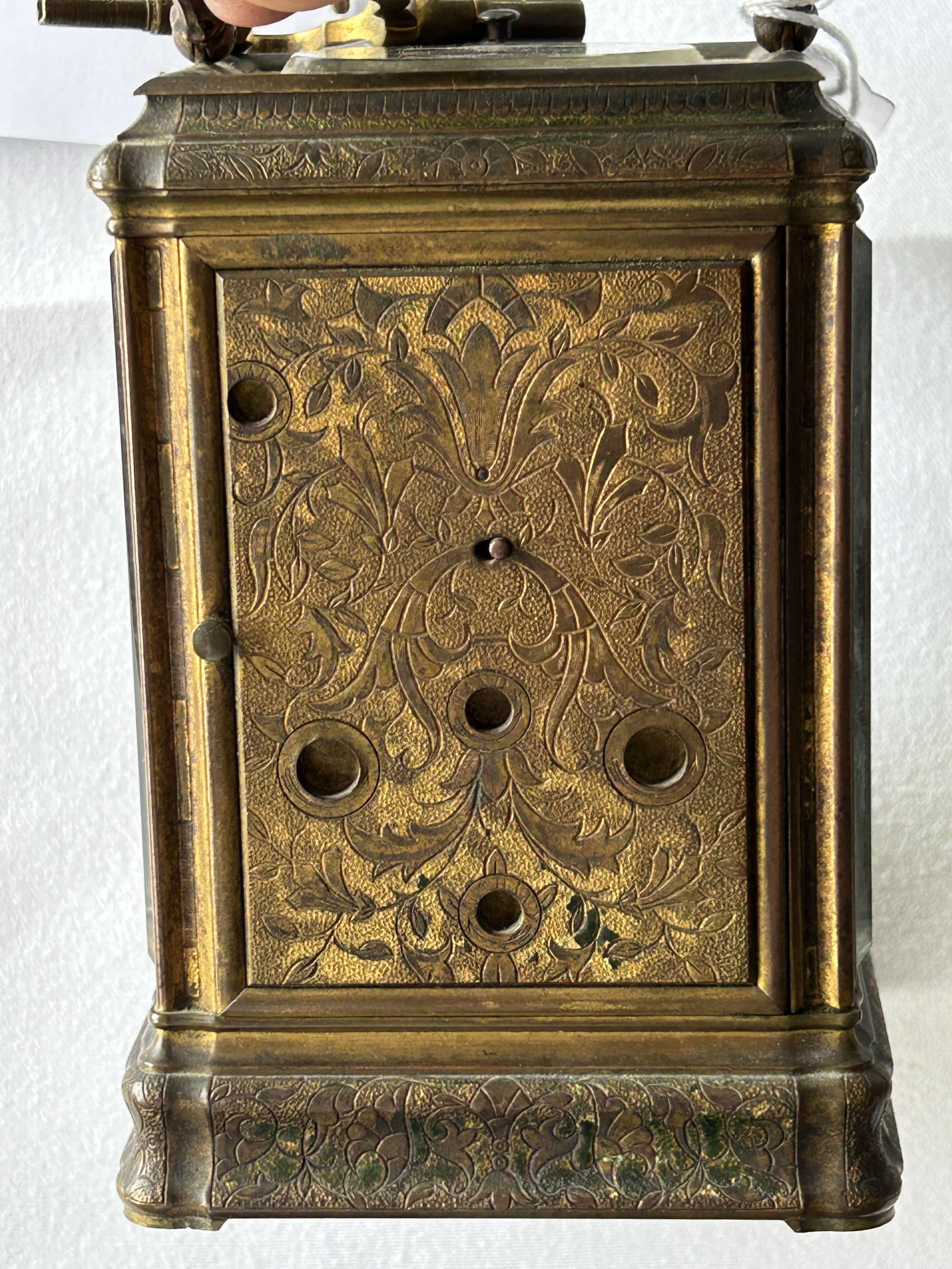 A French gilt bronze cased repeating carriage clock with alarm - Image 7 of 7