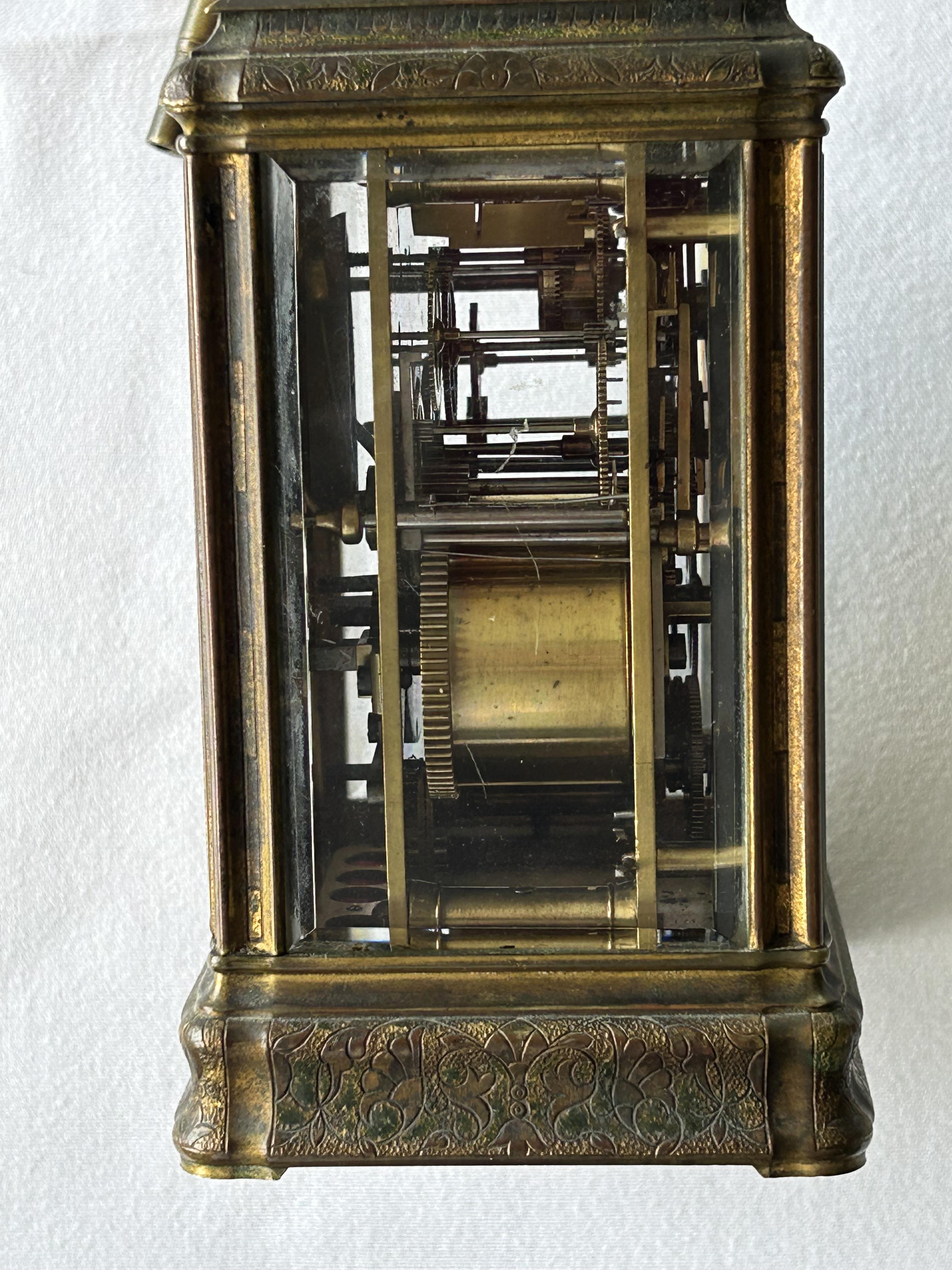 A French gilt bronze cased repeating carriage clock with alarm - Image 4 of 7