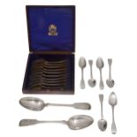 Silver fiddle pattern tablespoons and teaspoons