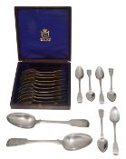 Silver fiddle pattern tablespoons and teaspoons