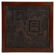 An Arts & Crafts repousse copper panel