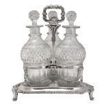 A Regency Old Sheffield Plate three bottle decanter stand c.1820