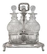 A Regency Old Sheffield Plate three bottle decanter stand c.1820