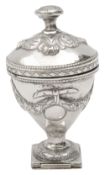 A Danish silver urn shaped 'hovedvandsaeg’ vinaigrette c.1800