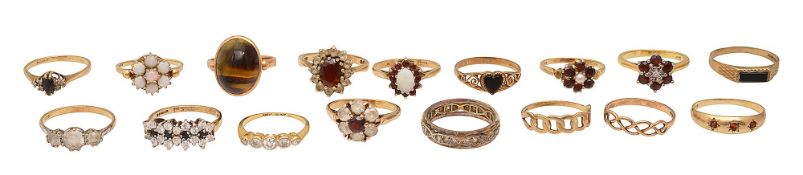 A collection of mostly 9ct gold rings