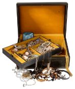 A box of silver and costume jewellery