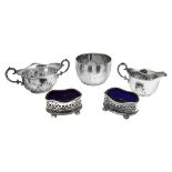 A late Victorian silver sugar bowl and other silver (5)