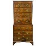 George II walnut chest on chest