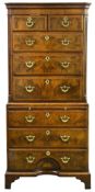 George II walnut chest on chest