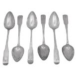 Six Scottish George III fiddle pattern table spoons