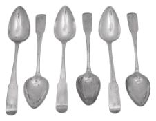 Six Scottish George III fiddle pattern table spoons