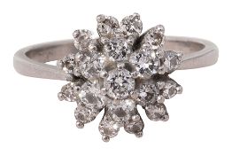 A diamond-set flowerhead cluster ring