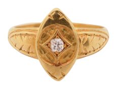 A mid Victorian yellow gold and diamond-set ring