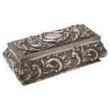 A late Victorian silver embossed trinket box