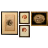 A late 18th century stipple engraving and three other prints