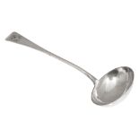 A late Victorian silver Old English pattern soup ladle