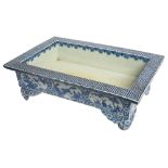 A large blue and white porcelain rectangular jardiniere