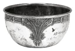 An early 20th century Norwegian .830 planished silver bowl by Thune