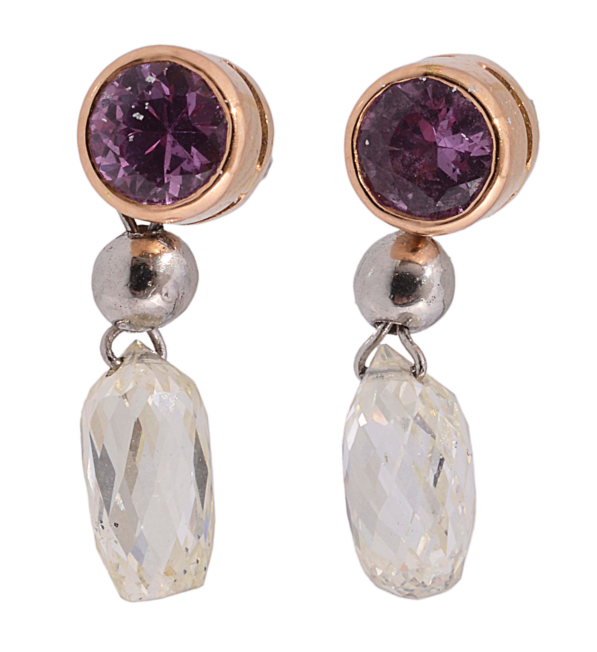 A diamond and pink sapphire necklace; a pair of matching earrings (2) - Image 3 of 5