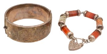 A Victorian Scottish hardstone 'pebble' bracelet,