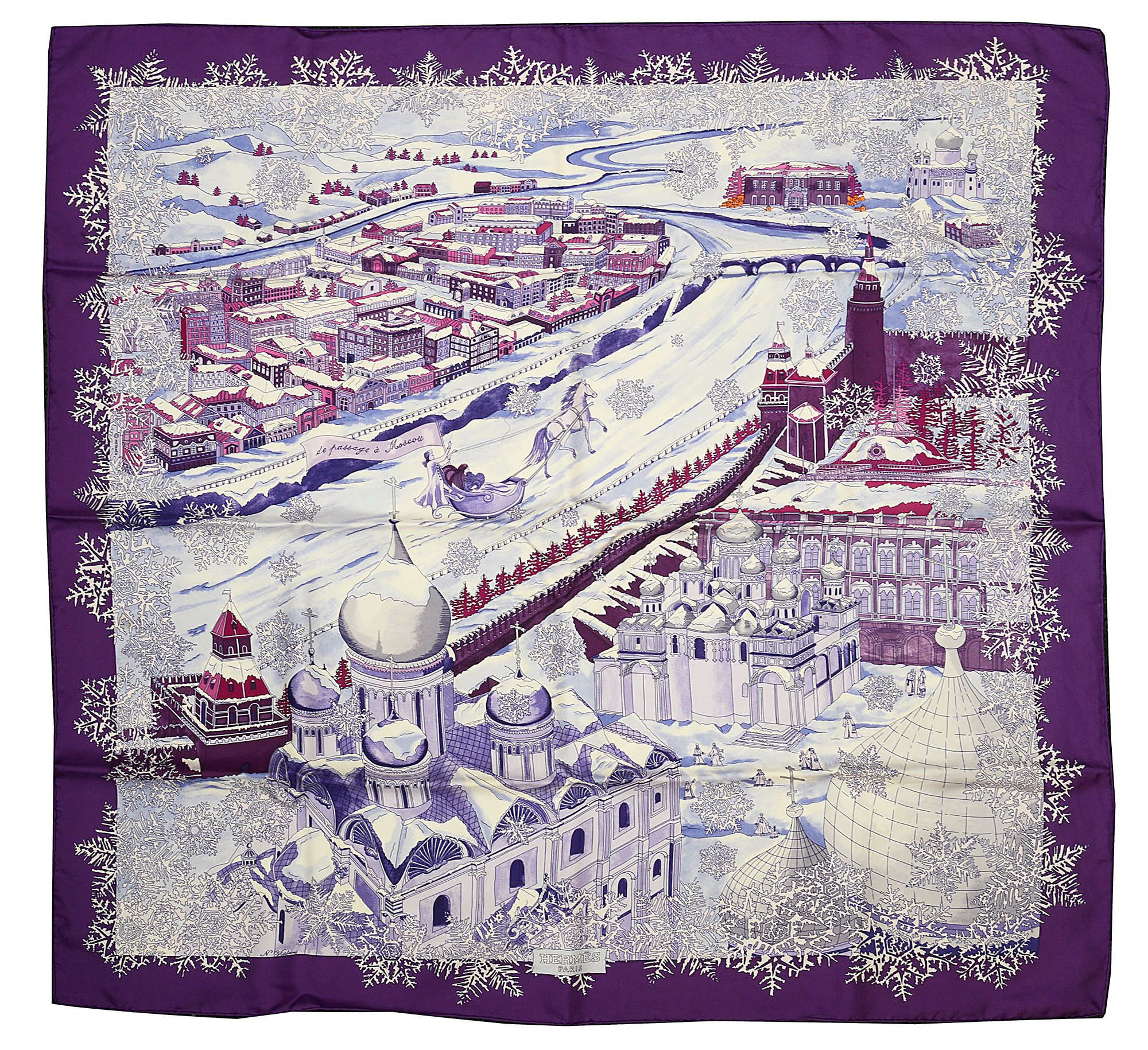 An Hermes silk scarf 'de passage a Moscou'