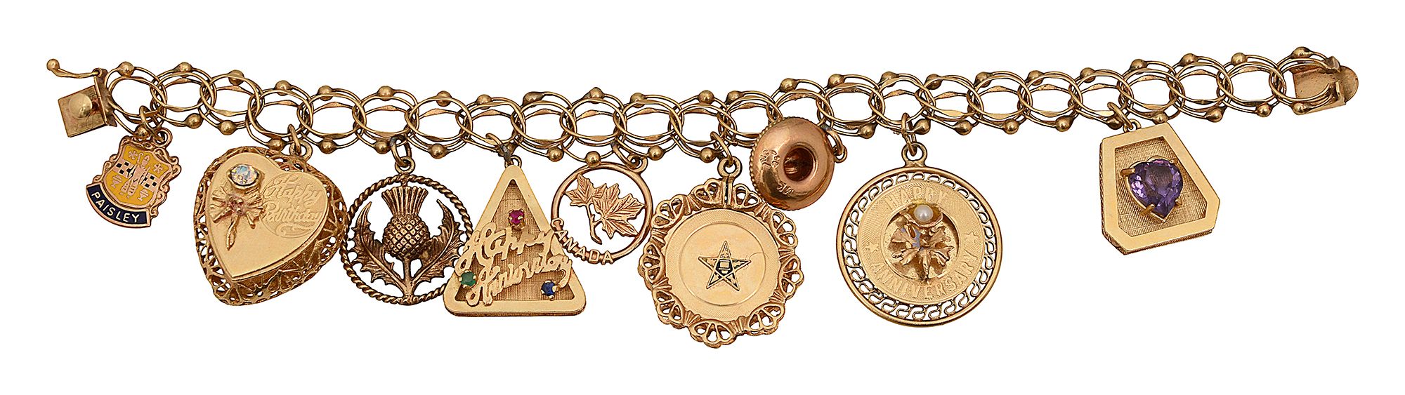 A fancy link charm bracelet