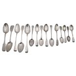 Silver fiddle pattern tablespoons and other flatware