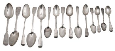 Silver fiddle pattern tablespoons and other flatware