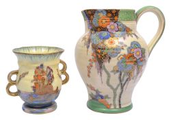 Crown Devon jug and small vase