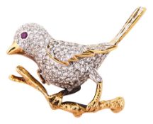 A gem-set avian brooch