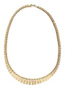 A 9ct gold fancy link fringe necklace