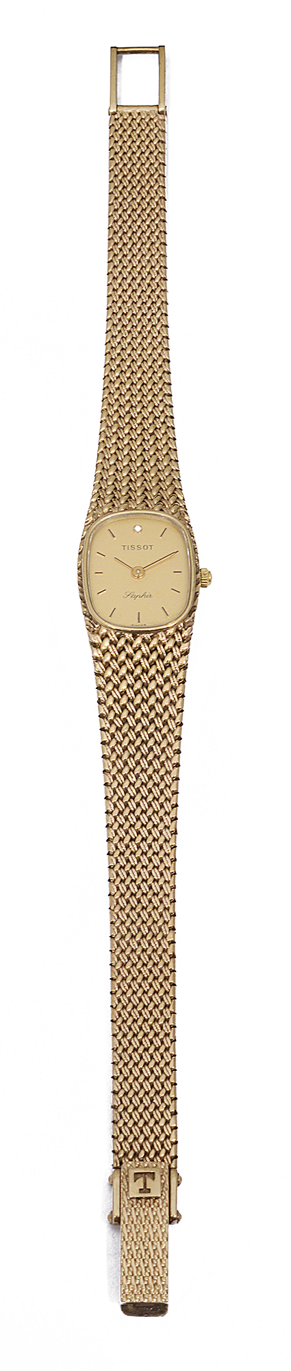 A lady's 9ct gold Tissot Saphir quartz bracelet wristwatch
