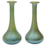 A near pair of iridescent glass vases, probably by Loetz c.1900