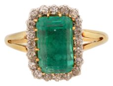 A Colombian emerald and diamond-set cluster ring