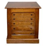 A late 19th century mahogany fronted pine tabletop collectors cabinet