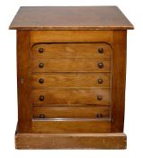 A late 19th century mahogany fronted pine tabletop collectors cabinet