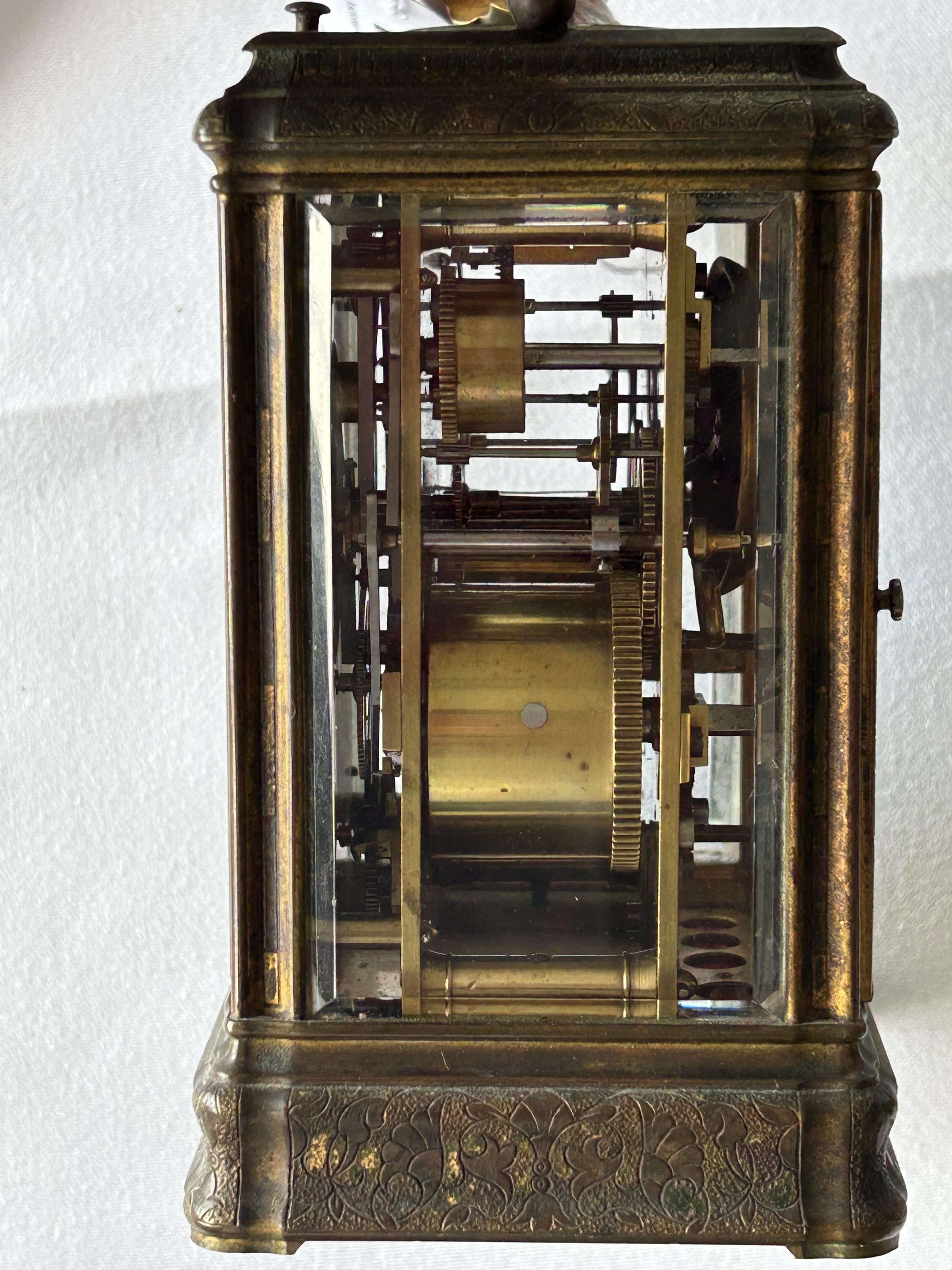 A French gilt bronze cased repeating carriage clock with alarm - Image 5 of 7