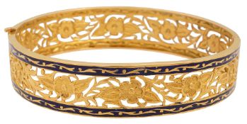 An open-work enamelled-decorated hinged bangle