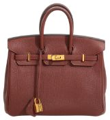 An Hermes Birkin 25 Rouge H togo leather