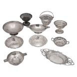 Ten Victorian and later silver bonbon dishes