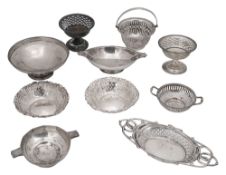 Ten Victorian and later silver bonbon dishes
